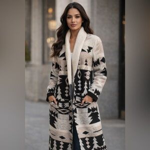 ASOS ONLY Geometric Maxi Cardigan Shawl Collar Size S